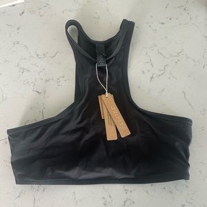 SKIMS Signature Swim High Neck Racer Top Small Onyx NEW